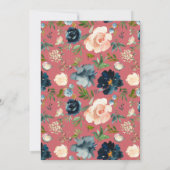 Invitation Aquarelle bleue Florale Mehndi Sangeet Garba Invit (Dos)