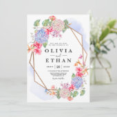 Invitation Aquarelle bleue Hydrangea mariage Floral (Debout devant)