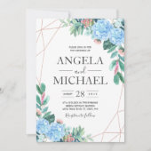 Invitation Aquarelle bleue Hydrangea mariage Floral (Devant)