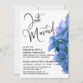 Invitation Aquarelle bleue Hydrangea Réception Mariée (Devant)