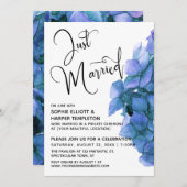 Invitation Aquarelle bleue Hydrangea Réception Mariée (Devant / Derrière)