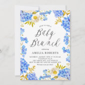 Invitation Aquarelle bleue Hydrangeas Floral Baby Brunch (Devant)