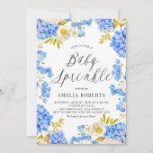 Invitation Aquarelle bleue Hydrangeas Floral Baby Sprinkel (Devant)