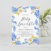 Invitation Aquarelle bleue Hydrangeas Floral Baby Sprinkel (Debout devant)