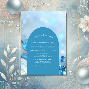Invitation Aquarelle bleue luxueuse Abstraite Pearlescent