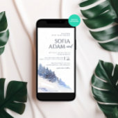 Invitation Aquarelle bleue Mariage de neige d'hiver