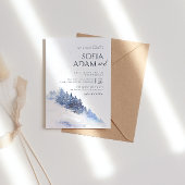 Invitation Aquarelle bleue Mariage de neige d'hiver