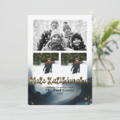 Invitation Aquarelle bleue Mele Kalikimaka Photo de vacances (Debout devant)