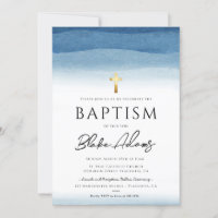 Aquarelle bleue Minimaliste Garçon Baptême