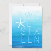 Invitation Aquarelle bleue Moderne Sweet 16 Beach Party (Devant)