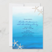 Invitation Aquarelle bleue Moderne Sweet 16 Beach Party (Dos)