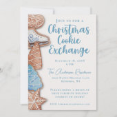 Invitation Aquarelle bleue Noël Échange de cookies (Devant)
