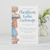 Invitation Aquarelle bleue Noël Échange de cookies (Debout devant)