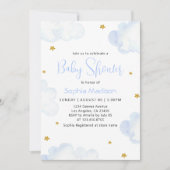 Invitation Aquarelle bleue Nuages bébé garçon douche (Devant)