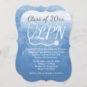 Invitation Aquarelle Bleue Nursing LPN Soins infirmiers fête  (Devant / Derrière)