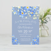 Invitation Aquarelle bleue Oubliez-moi non doux 16 Anniversai (Debout devant)