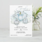 Invitation Aquarelle bleue Petit Baby shower garçon Citrouill (Debout devant)