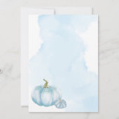 Invitation Aquarelle bleue Petit Baby shower garçon Citrouill (Dos)