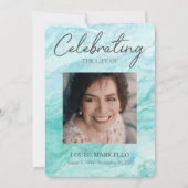 Invitation Aquarelle Bleue Photo Célébration De La Vie (Devant)