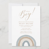 Invitation Aquarelle bleue Rainbow C'est un Baby shower garço (Devant)