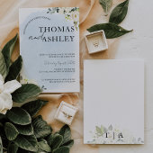 Invitation Aquarelle Bleue Rose Bleue Blanc Mariage élégant