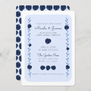 Invitation Aquarelle bleue Rose Vines Cottage Chic Mariage