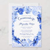 Invitation Aquarelle bleue royale Quinceanera (Devant)