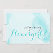 Invitation Aquarelle bleue | Serez-vous ma Flowgirl ? (Devant)