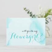 Invitation Aquarelle bleue | Serez-vous ma Flowgirl ? (Debout devant)