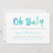 Invitation Aquarelle bleue tendance Typographie Baby Boy Douc (Devant)