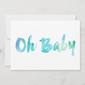 Invitation Aquarelle bleue tendance Typographie Baby Boy Douc (Dos)