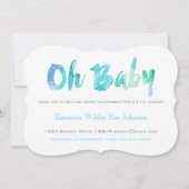 Invitation Aquarelle bleue tendance Typographie Baby Boy Douc (Devant)
