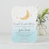 Invitation Aquarelle bleue Twinkle Twinkle Little Star Douche (Debout devant)