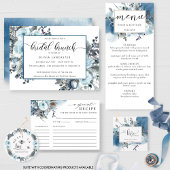 Invitation Aquarelle bleue unique, Brunch nuptial floral bleu