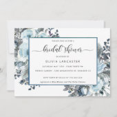 Invitation Aquarelle bleue unique, Fête des mariées florale b (Devant)