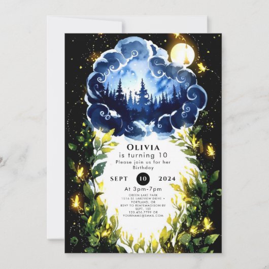 Invitation Aquarelle Bliss Woodland Anniversaire (Devant)