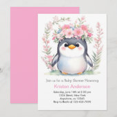 Invitation Aquarelle Blissful mignonne Baby shower fille ping (Devant / Derrière)