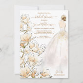 Invitation Aquarelle Blonde Bride Magnolia Fête des mariées (Devant)