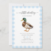 Invitation Aquarelle Blue Boy Mallard Baby shower canard (Devant)