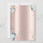 Invitation Aquarelle Blue Butterflies Rose Gold Anniversaire (Dos)