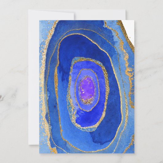 Invitation Aquarelle Blue Geode avec or | BAT MITZVAH (Dos)
