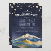 Invitation Aquarelle Blue Golden Mountains (Devant / Derrière)