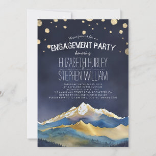 Invitation Aquarelle Blue Golden Mountains