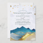 Invitation Aquarelle Blue Golden Mountains (Devant)