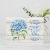 Invitation Aquarelle Blue Hydrangea 90e anniversaire (Debout devant)
