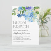Invitation Aquarelle Blue Hydrangea Floral Bridal Brunch (Debout devant)