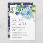 Invitation Aquarelle Blue Hydrangea Floral Bridal Brunch (Devant / Derrière)