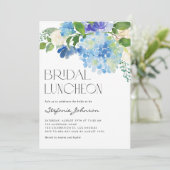 Invitation Aquarelle Blue Hydrangea Floral Bridal Luncheon (Debout devant)