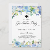 Invitation Aquarelle Blue Hydrangea Graduation Florale (Devant)