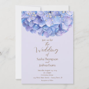 Invitation Aquarelle Blue Hydrangea Pearl